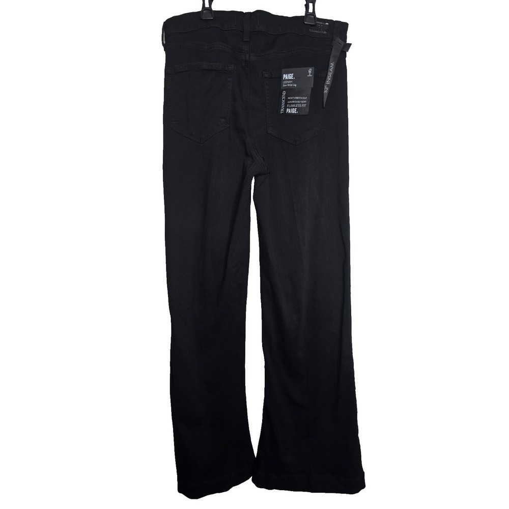 Paige Leenah Slim Wide Leg Jeans Womens 32 Black NEW Transcend Flawless Fit‎